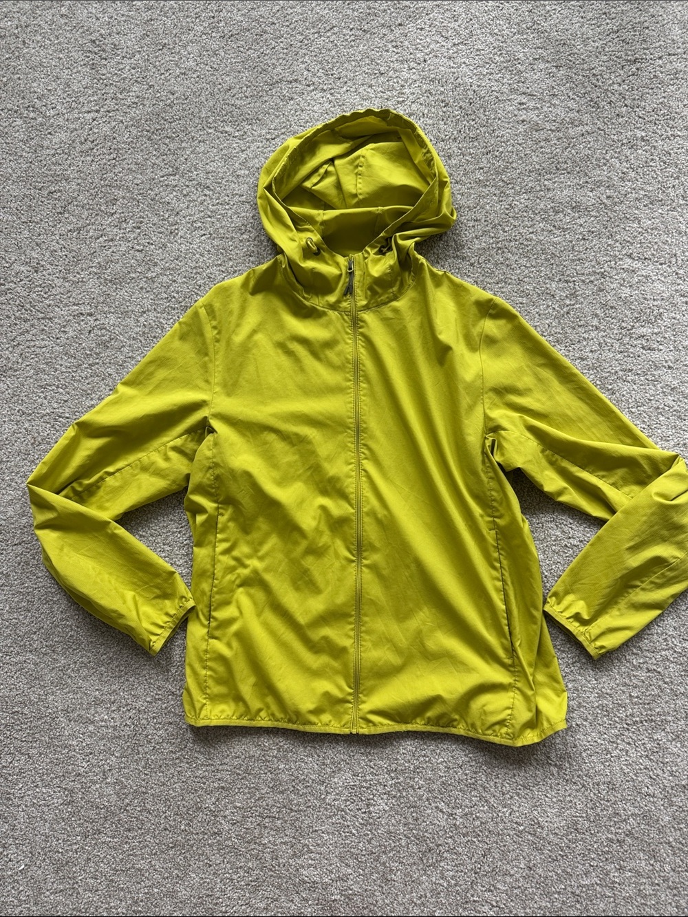 Lightweight Hooded Windbreaker Jacket - Bright Chartreuse Green Size L